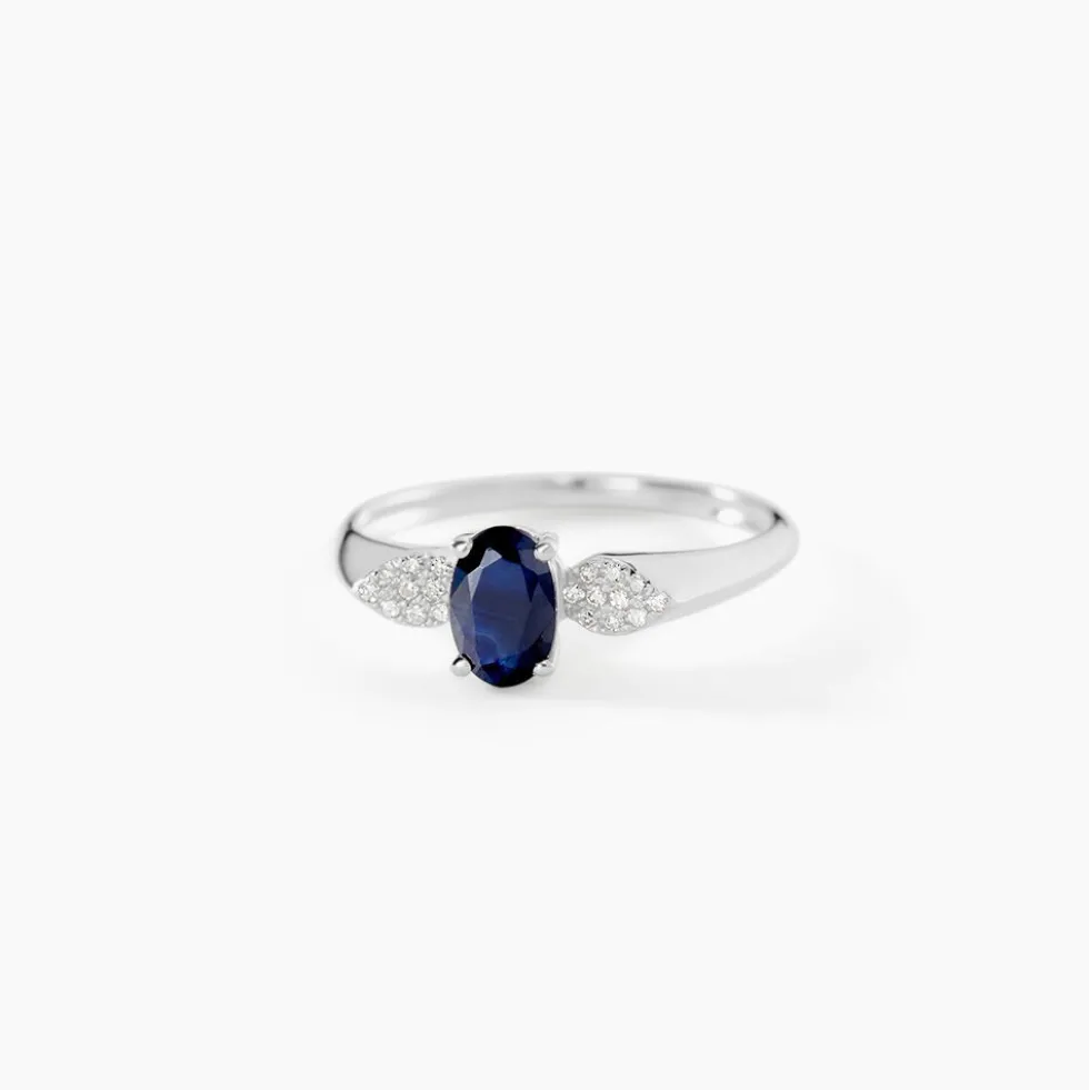 Bague Edgina Or Blanc Saphir Et Diamant