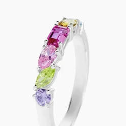 Bague Evasion Argent Blanc Oxyde De Zirconium Pierre De Synthese