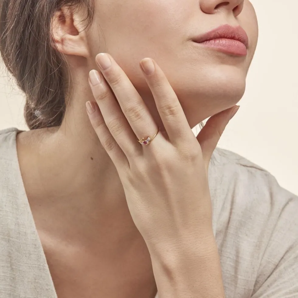 Bague Evka Or Jaune Rubis