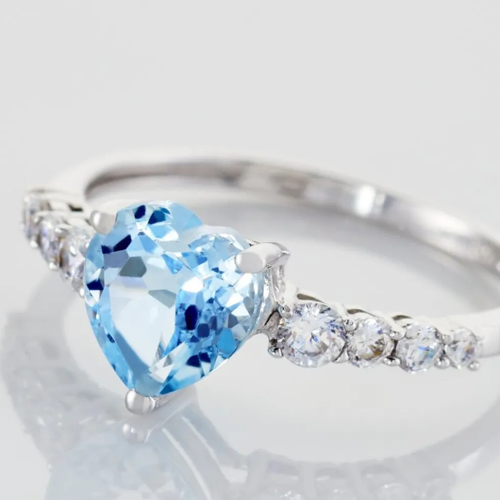 Bague Fany Or Blanc Topaze Et Oxyde De Zirconium