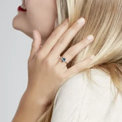 Bague Hama Or Blanc Topaze Et Oxyde De Zirconium