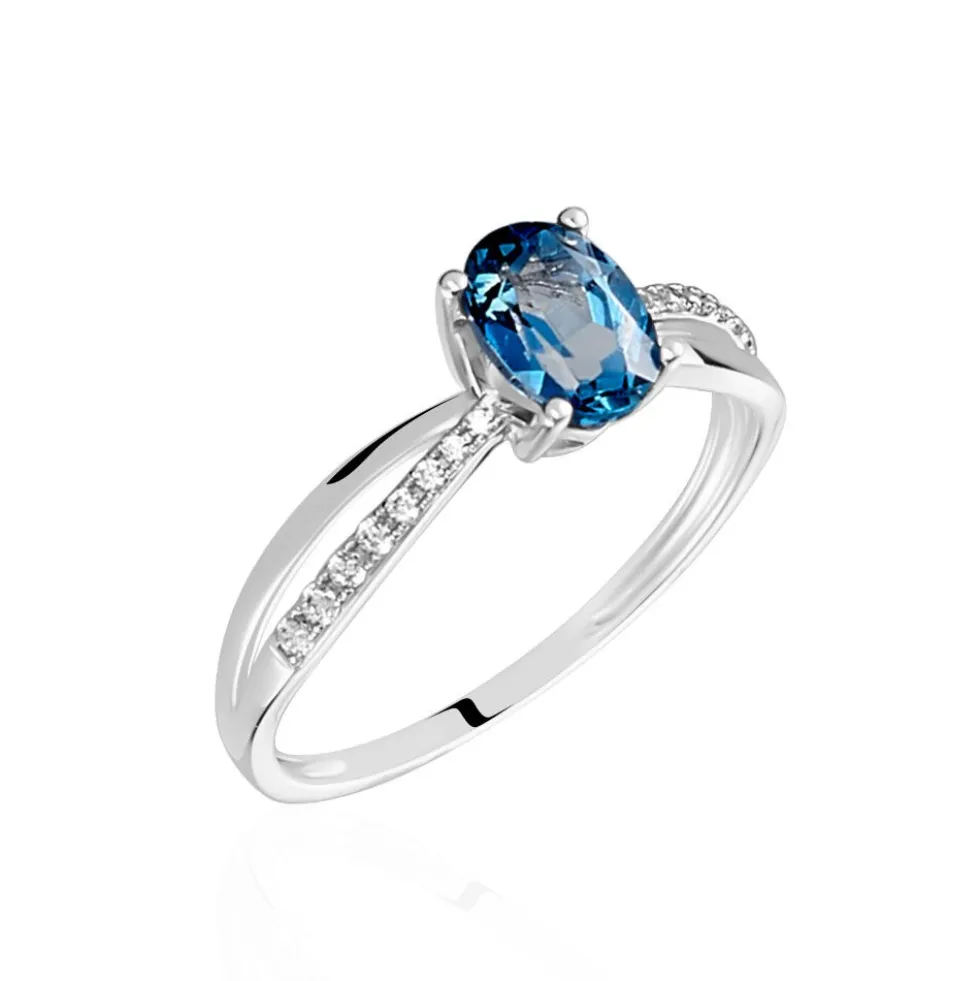 Bague Hama Or Blanc Topaze Et Oxyde De Zirconium