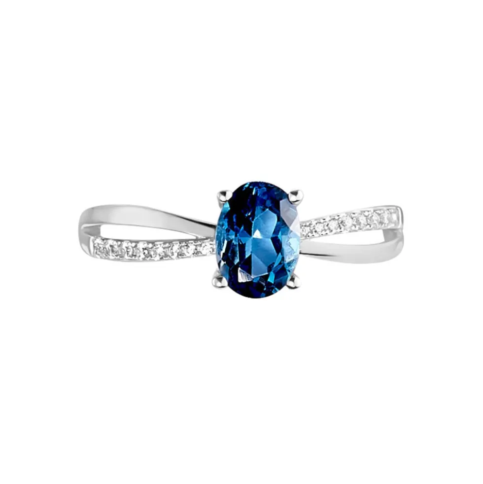 Bague Hama Or Blanc Topaze Et Oxyde De Zirconium
