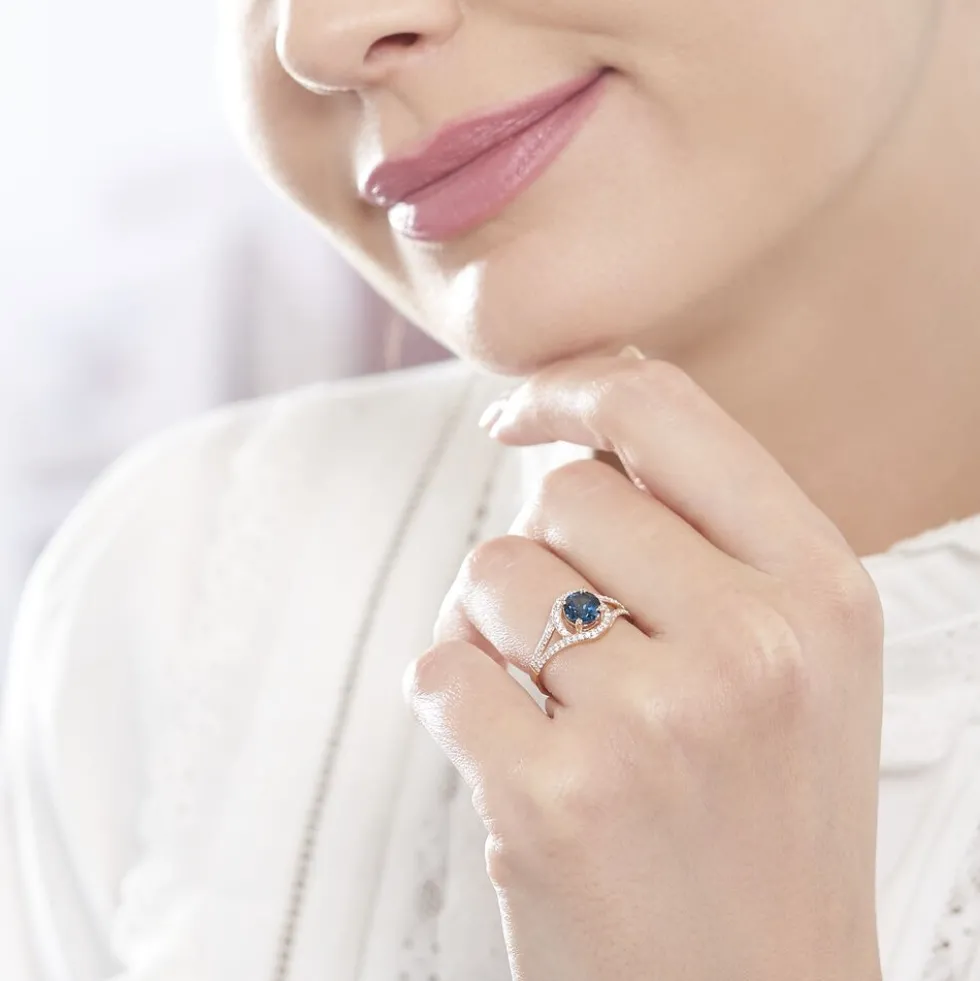 Bague Jannha Or Rose Topaze Et Oxyde De Zirconium