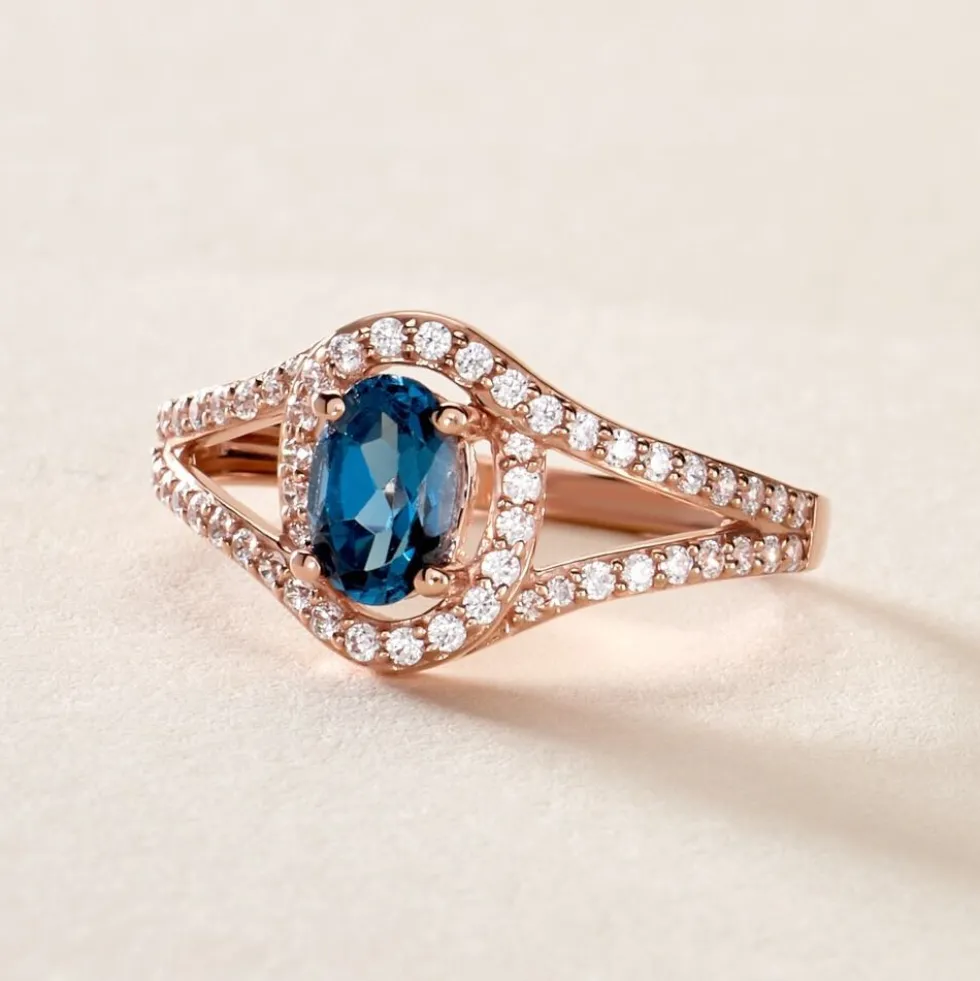Bague Jannha Or Rose Topaze Et Oxyde De Zirconium