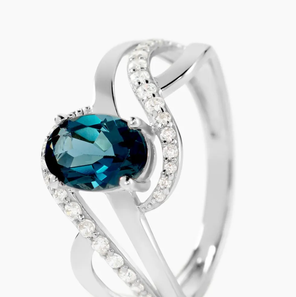 Bague Josyne Or Blanc Topaze Et Oxyde De Zirconium