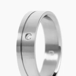 Bague Jourdan Acier Blanc Diamant Synthétique