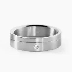Bague Jourdan Acier Blanc Diamant Synthétique