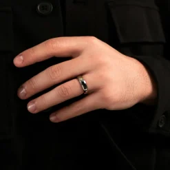 Bague Jourdan Louka Acier Argenté Onyx