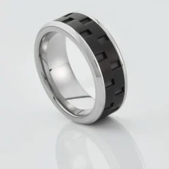 Bague Jourdan Oahu Acier Blanc Et Noir