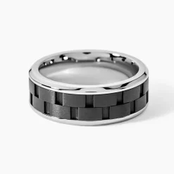 Bague Jourdan Oahu Acier Blanc Et Noir