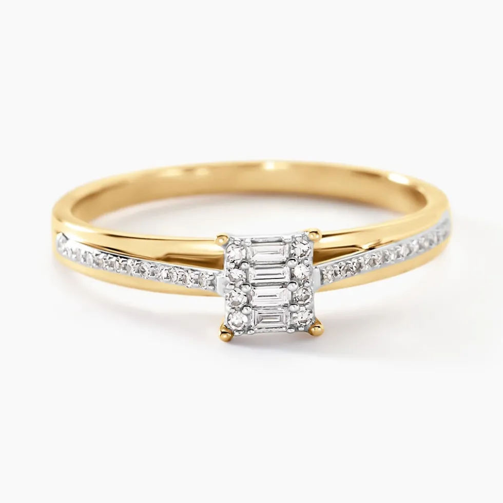 Bague Kate Rectangle Or Jaune Diamant
