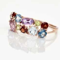 Bague Leonice Or Rose Topaze Amethyste