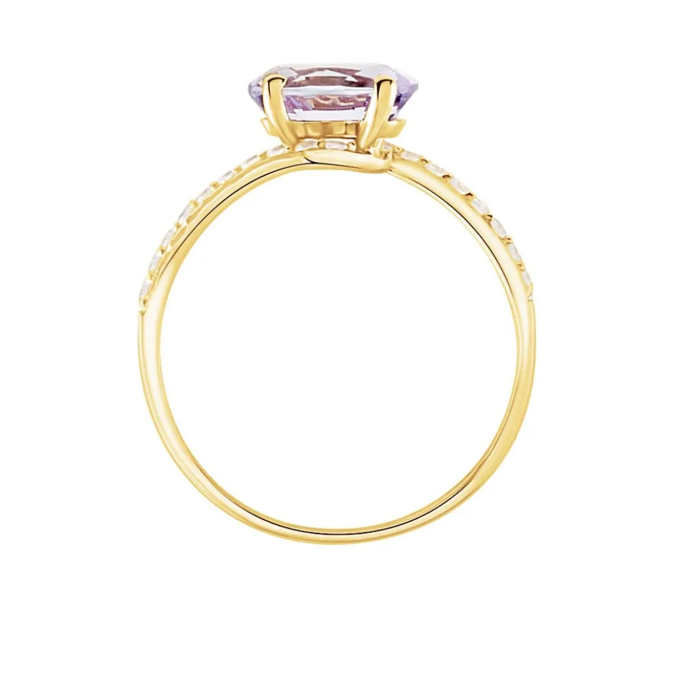Bague Loriane Or Jaune Amethyste Et Oxyde De Zirconium