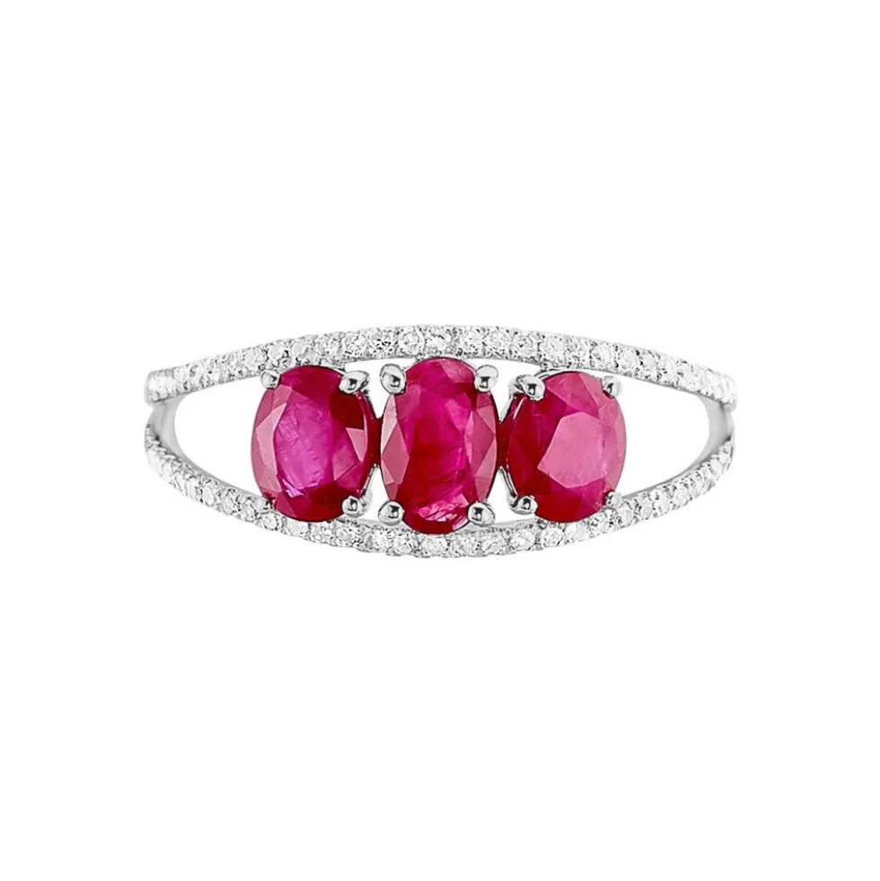 Bague Madeline Or Blanc Rubis Diamant