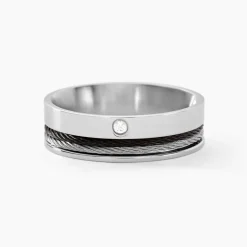 Bague Madine Acier Blanc Diamant