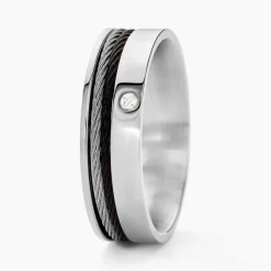 Bague Madine Acier Blanc Diamant