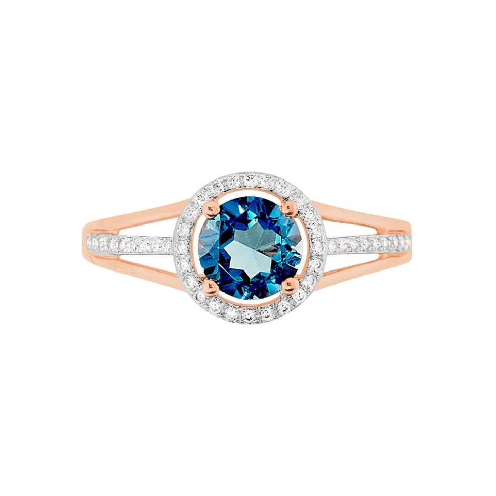 Bague Maeva Or Rose Topaze Et Oxyde De Zirconium