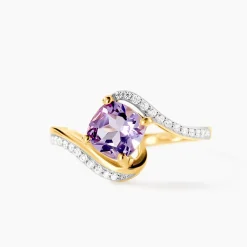 Bague Maria-serena Or Jaune Amethyste Et Oxyde De Zirconium
