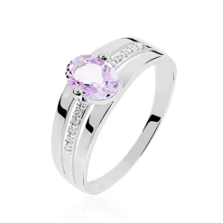 Bague Milna Or Blanc Amethyste Et Oxyde De Zirconium