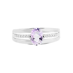 Bague Milna Or Blanc Amethyste Et Oxyde De Zirconium