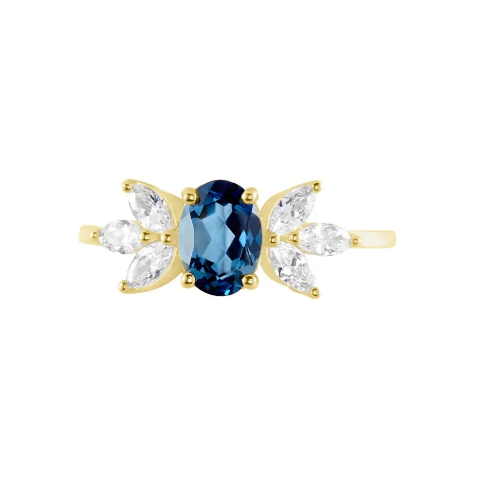 Bague Or Blanc Dayron Topaze Oxydes De Zirconium