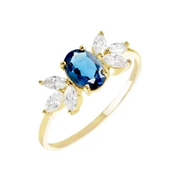 Bague Or Blanc Dayron Topaze Oxydes De Zirconium