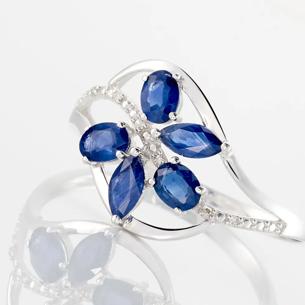 Bague Orchidee Or Blanc Saphir Diamant
