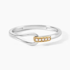 Bague Or Jaune Argent Blanc Oxyde De Zirconium