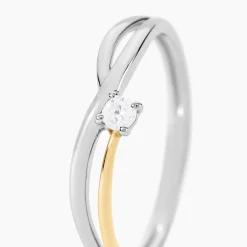 Bague Or Jaune Argent Blanc Oxyde De Zirconium