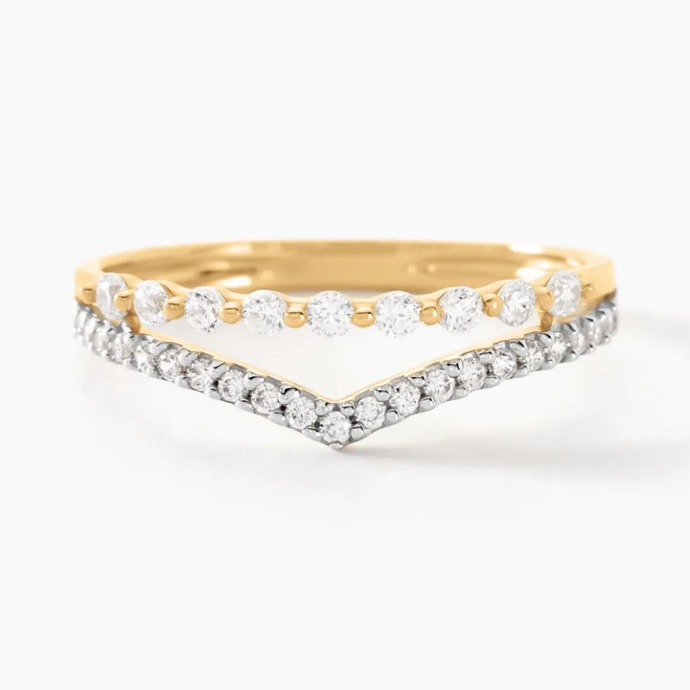 Bague Or Jaune Eclat D'etoile Oxyde De Zirconium