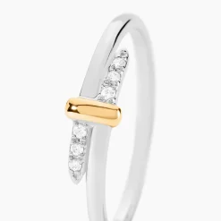 Bague Or Jaune et Argent Blanc Oxyde De Zirconium