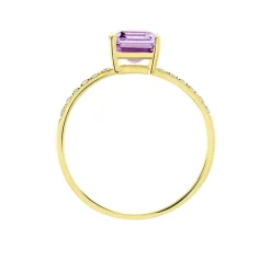 Bague Or Jaune Mone Amethyste Et Oxydes De Zirconium