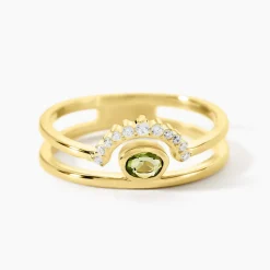 Bague Poem Argent Jaune Péridot Oxyde De Zirconium