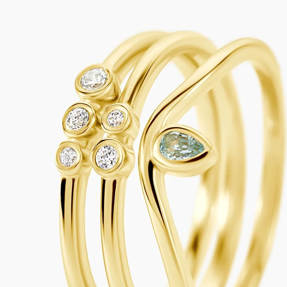Bague Poem Argent Jaune Topaze Oxyde De Zirconium