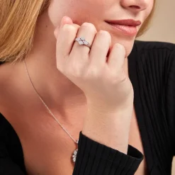 Bague Roseraie Argent Blanc Oxyde De Zirconium
