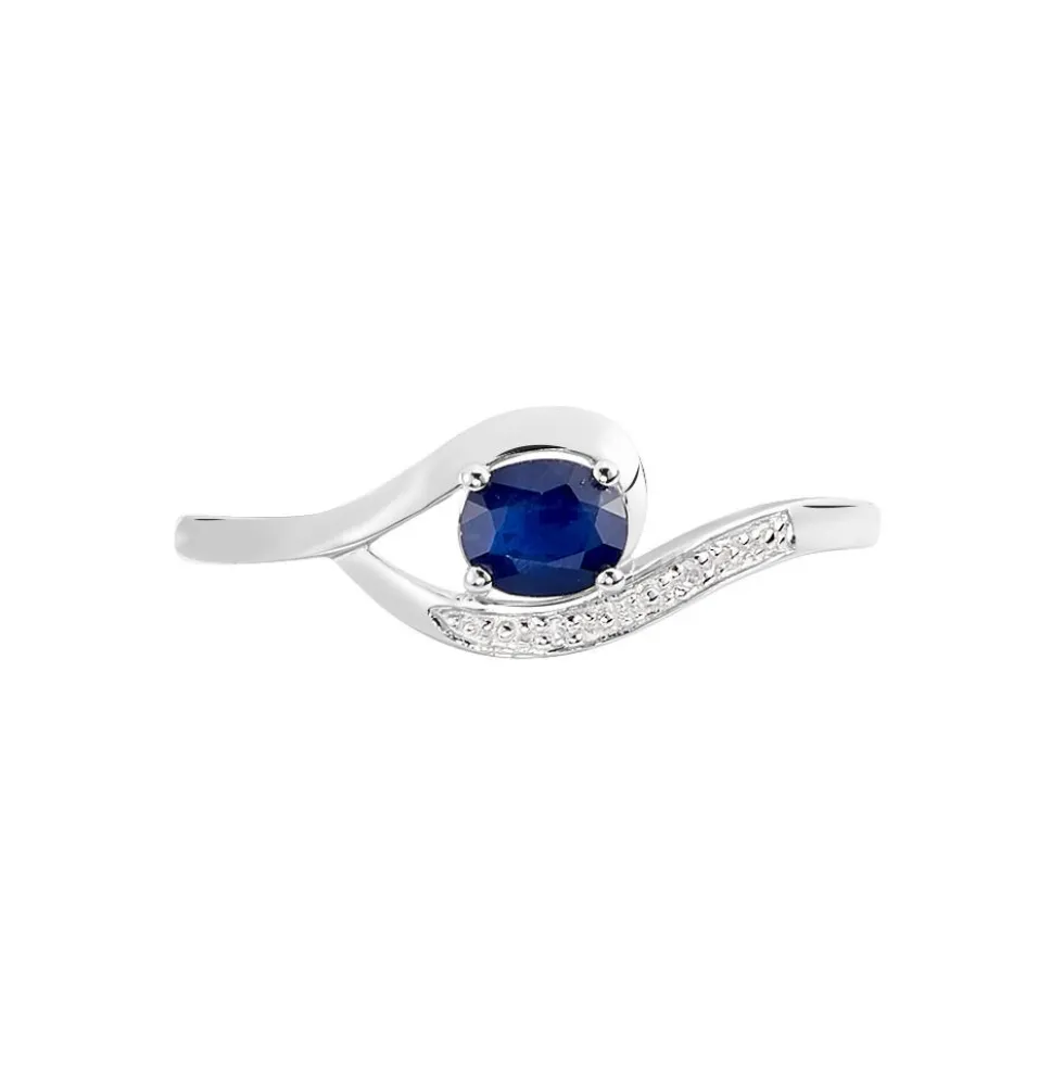 Bague Sagesse Or Blanc Saphir Et Diamant
