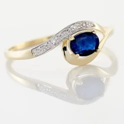 Bague Sagesse Or Jaune Saphir Et Diamant