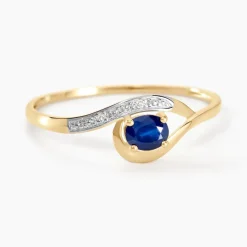 Bague Sagesse Or Jaune Saphir Et Diamant