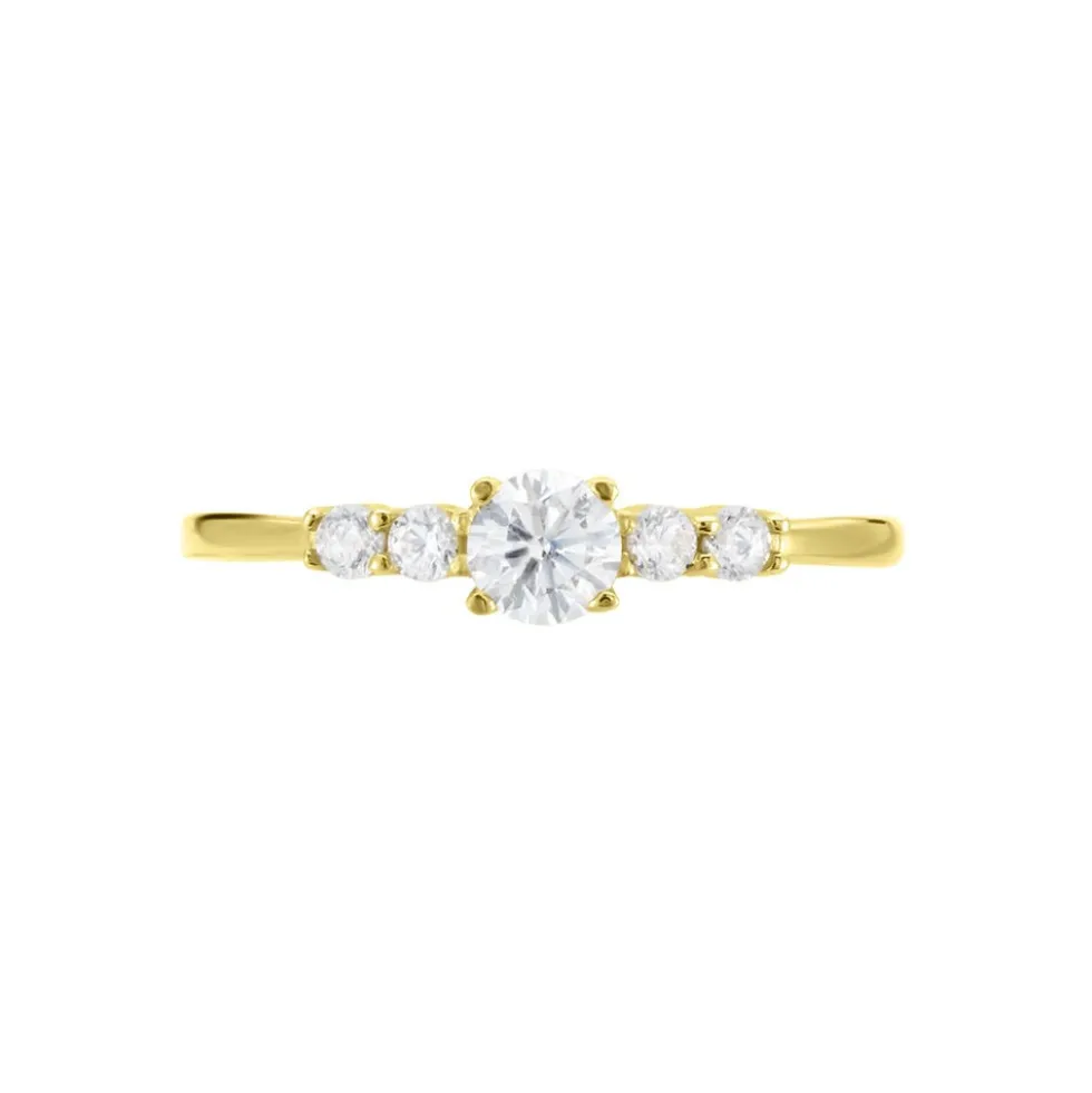 Bague Solitaire Accompagné Or Jaune Antonette Oxyde De Zirconium