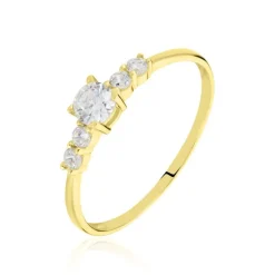 Bague Solitaire Accompagné Or Jaune Antonette Oxyde De Zirconium