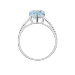 Bague Solitaire Adyl Or Blanc Turquoise Et Oxyde De Zirconium
