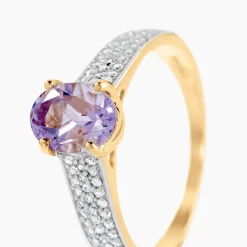 Bague Solitaire Crista Or Jauneamethyste Et Oxyde