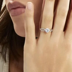 Bague Solitaire Essie Argent Blanc Oxyde De Zirconium