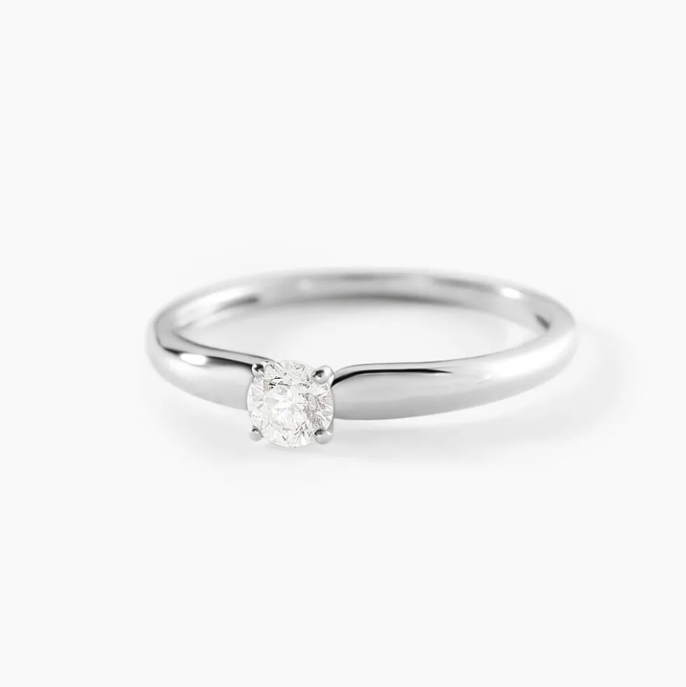 Bague Solitaire Flora Or Blanc Diamant