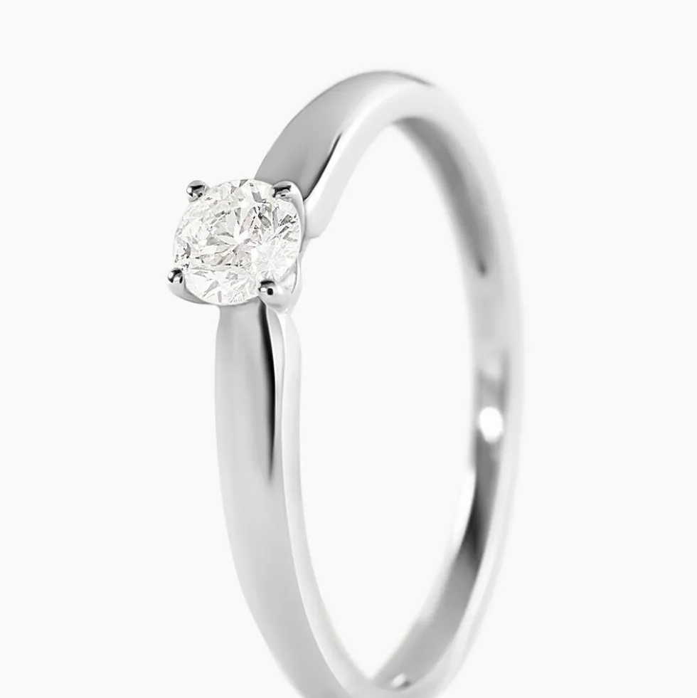 Bague Solitaire Flora Or Blanc Diamant