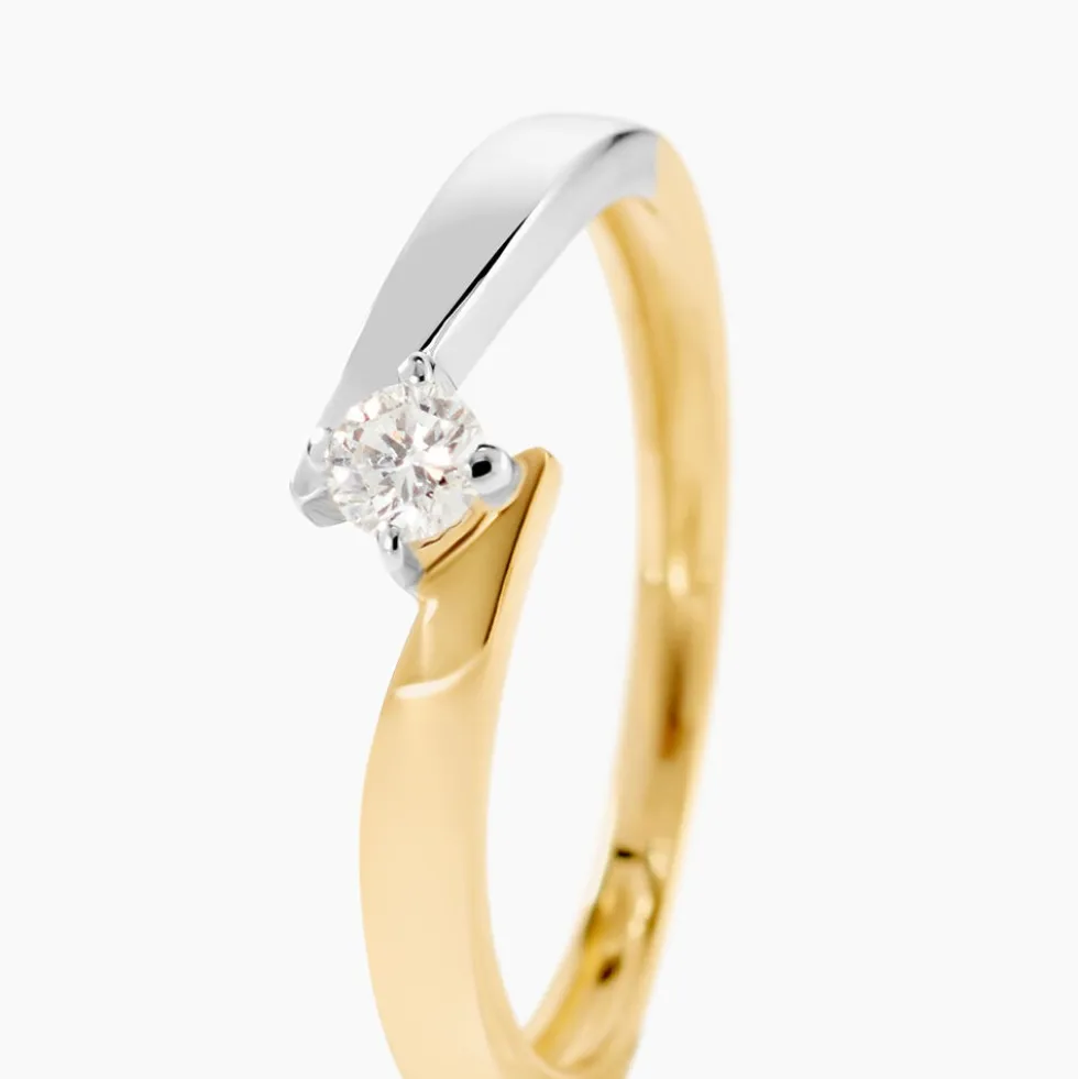 Bague Solitaire Francienne Or Bicolore Diamant
