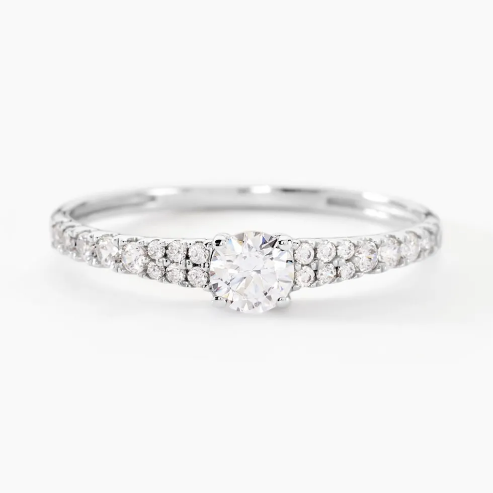 Bague Solitaire Francoise-marie Or Blanc Oxyde De Zirconium