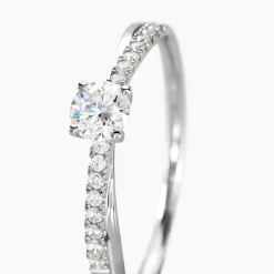 Bague Solitaire Kanel Or Blanc Oxyde De Zirconium