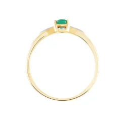 Bague Solitaire Ludmilla Or Jaune Emeraude Et Diamant